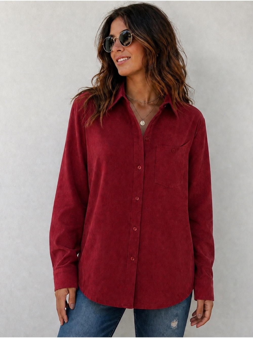 ✨ Croft & Barrow Retro 90s Button Down – Soft Suede Feel ✨